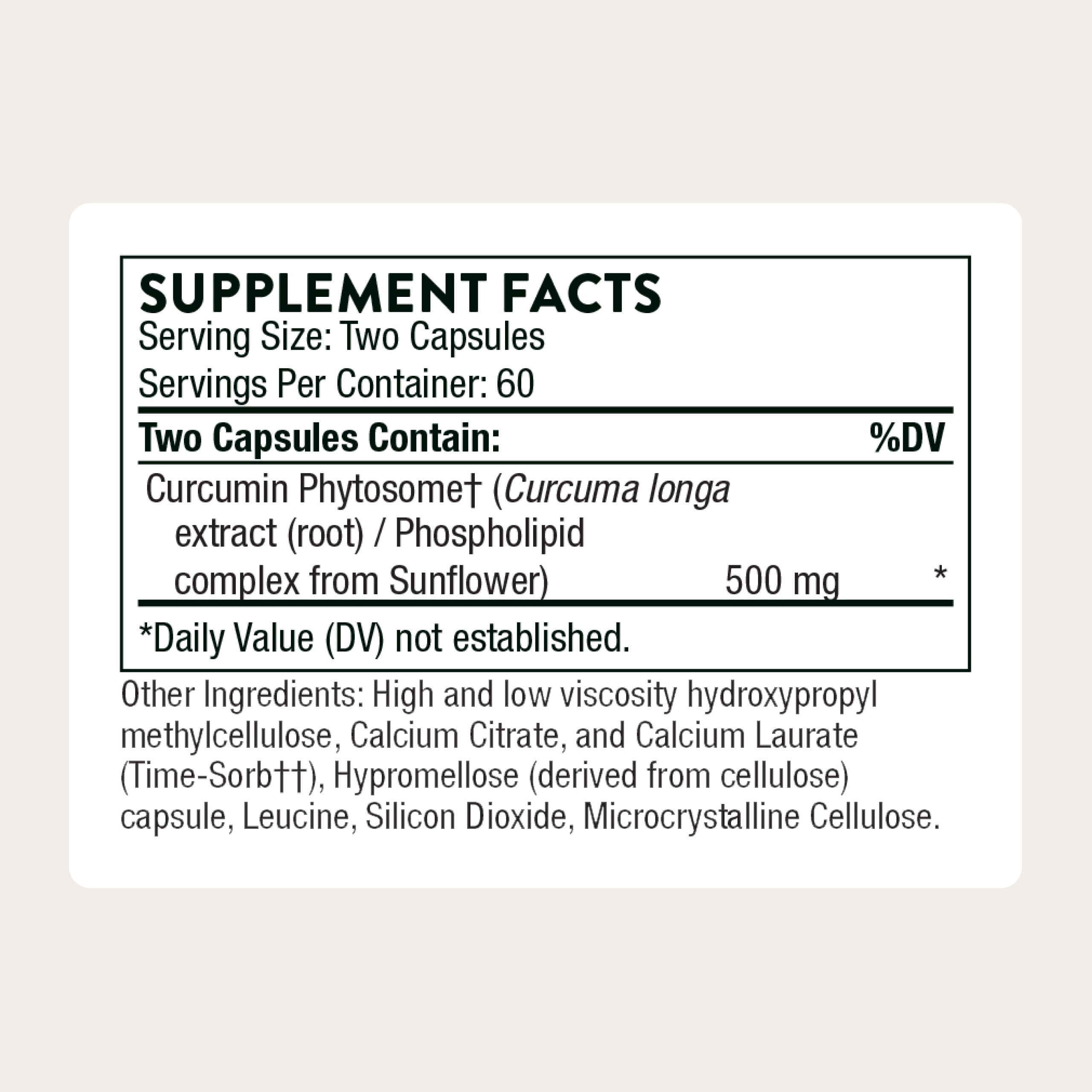 Thorne Curcumin Meriva capsules shown for easy daily use.