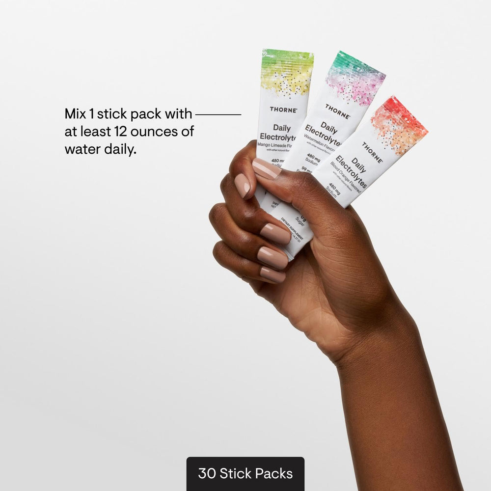 Thorne Daily Electrolytes label details show NSF for Sport certification.