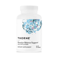 THORNE Emotion Balance bottle on a clean desk promotes daily calm and focus.