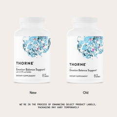 THORNE Emotion Balance label close-up showing a clean botanical formulation.