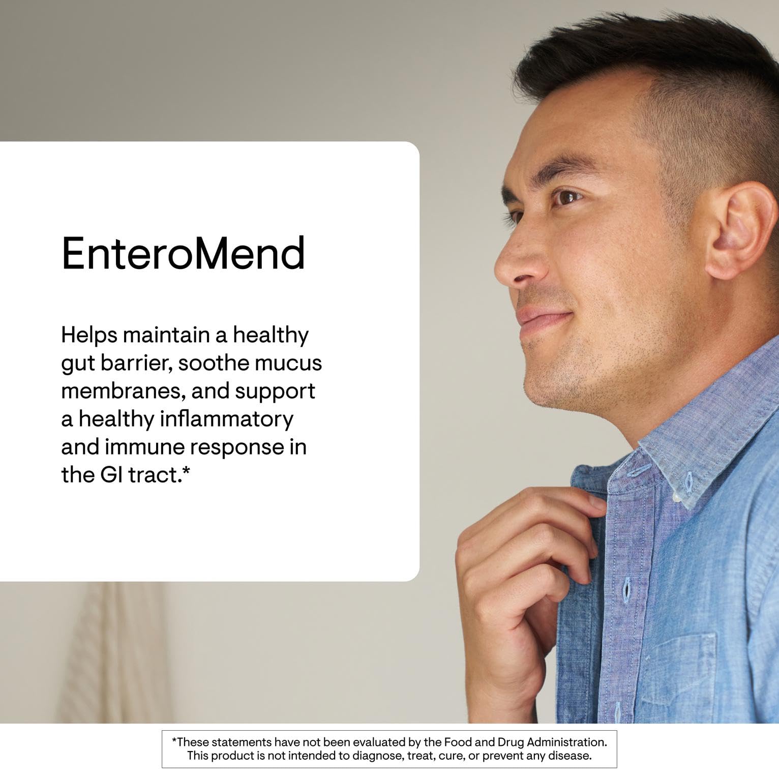 THORNE EnteroMend label close-up highlights ingredients and NSF certification