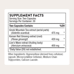 THORNE Ginseng Plus bottle back with supplement facts for stress resilience
