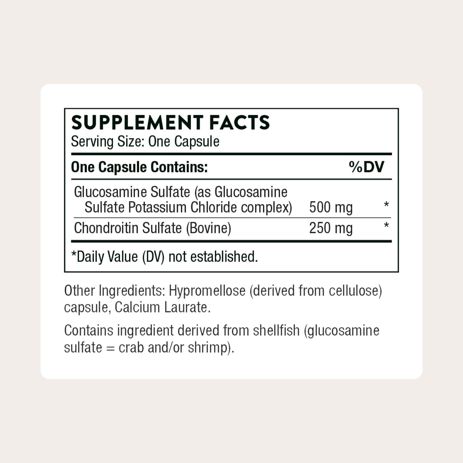 Thorne Glucosamine & Chondroitin capsules closeup for daily use