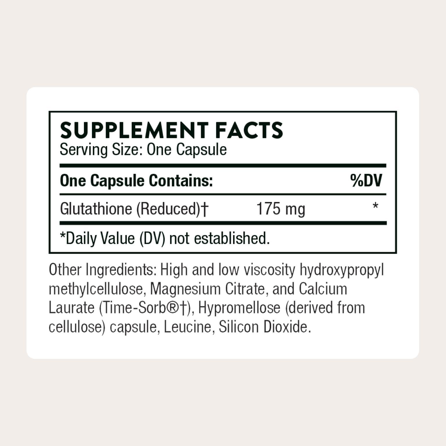 Close-up of Thorne Glutathione-SR capsules for easy daily use.