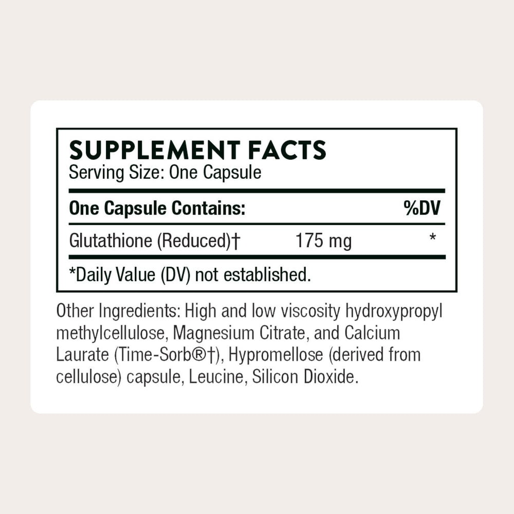 Close-up of Thorne Glutathione-SR capsules for easy daily use.