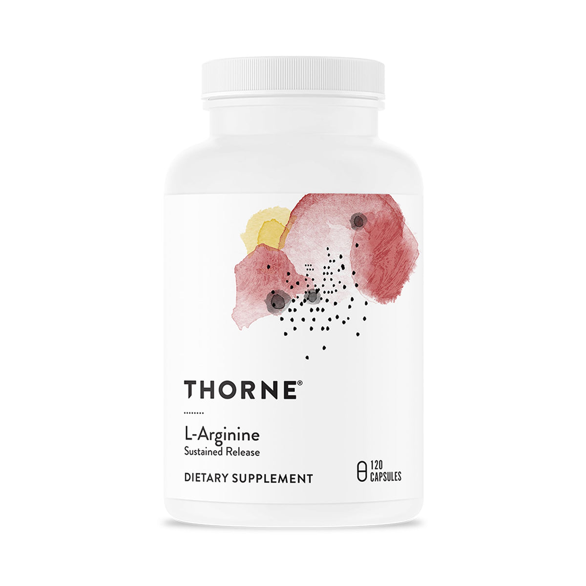 THORNE L-Arginine Sustained-Release bottle front for daily circulation support during workouts.