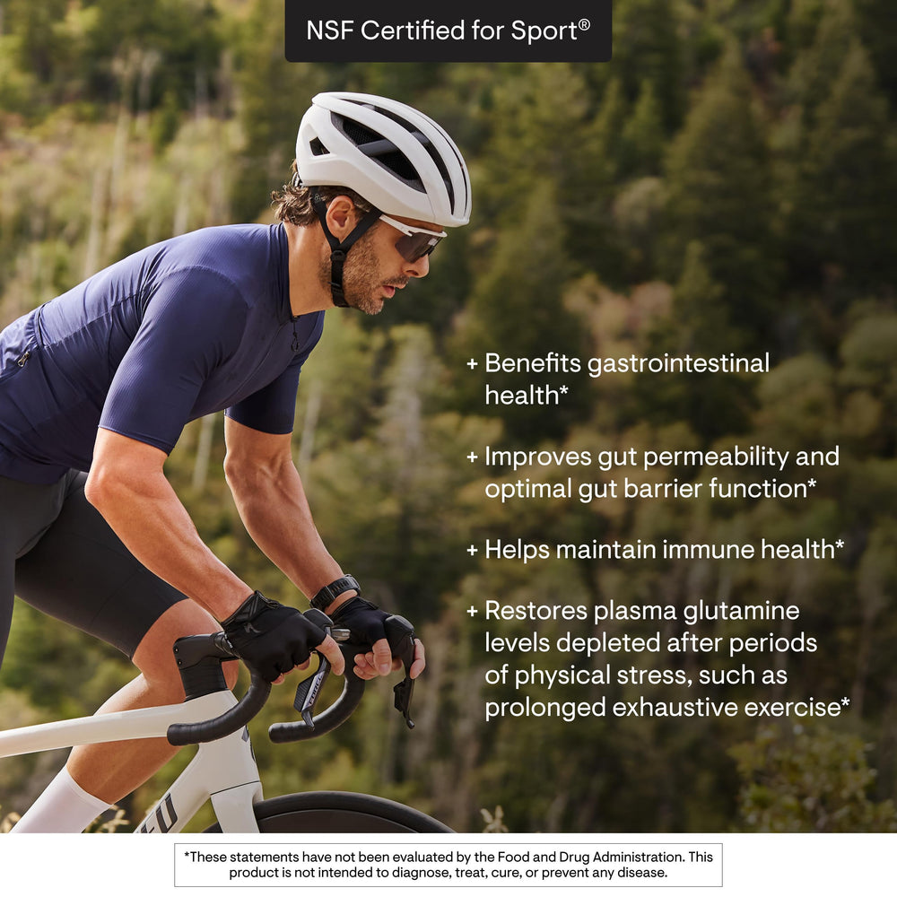 THORNE L-Glutamine label with third-party certifications.