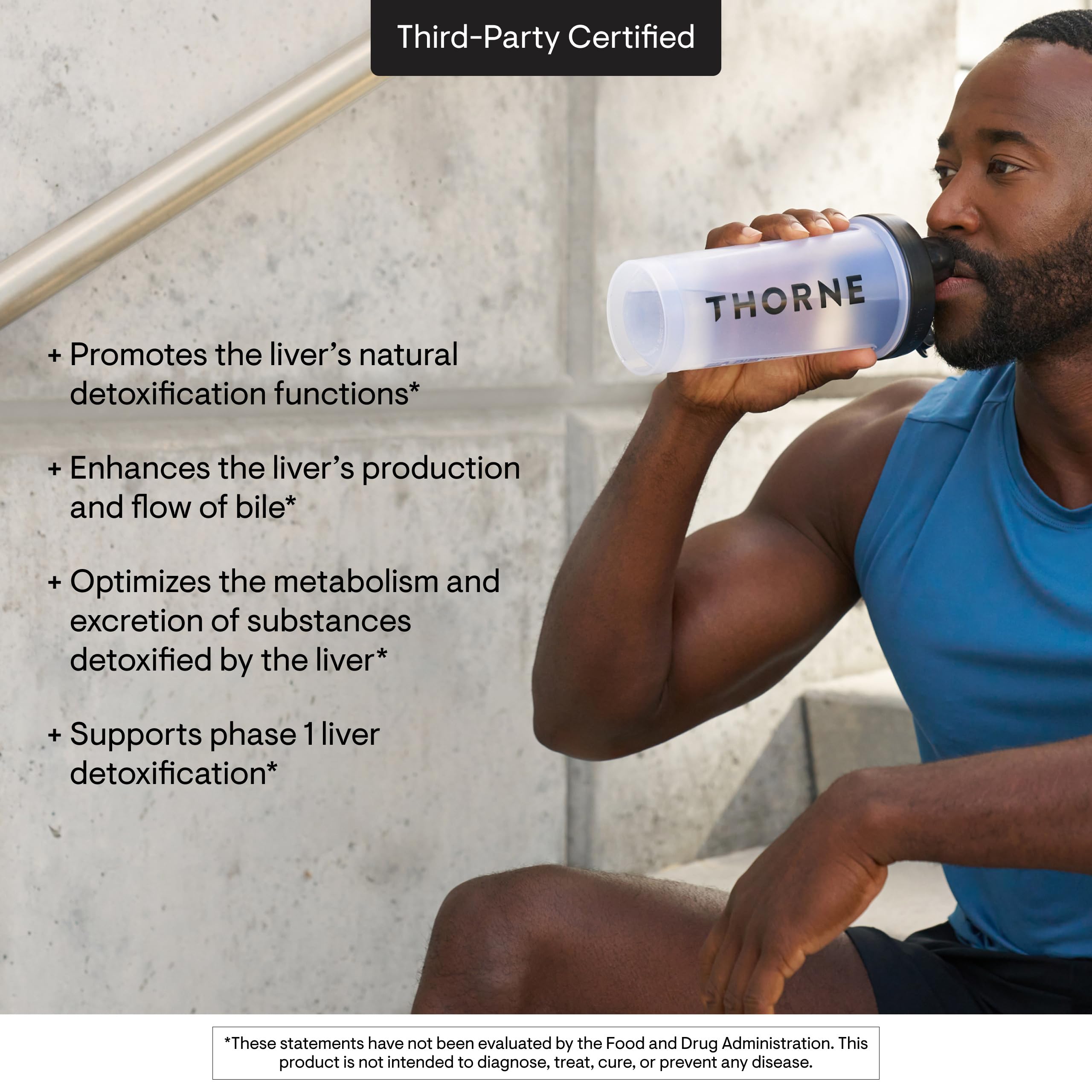 THORNE Liver Cleanse bottle back with usage directions for clarity.