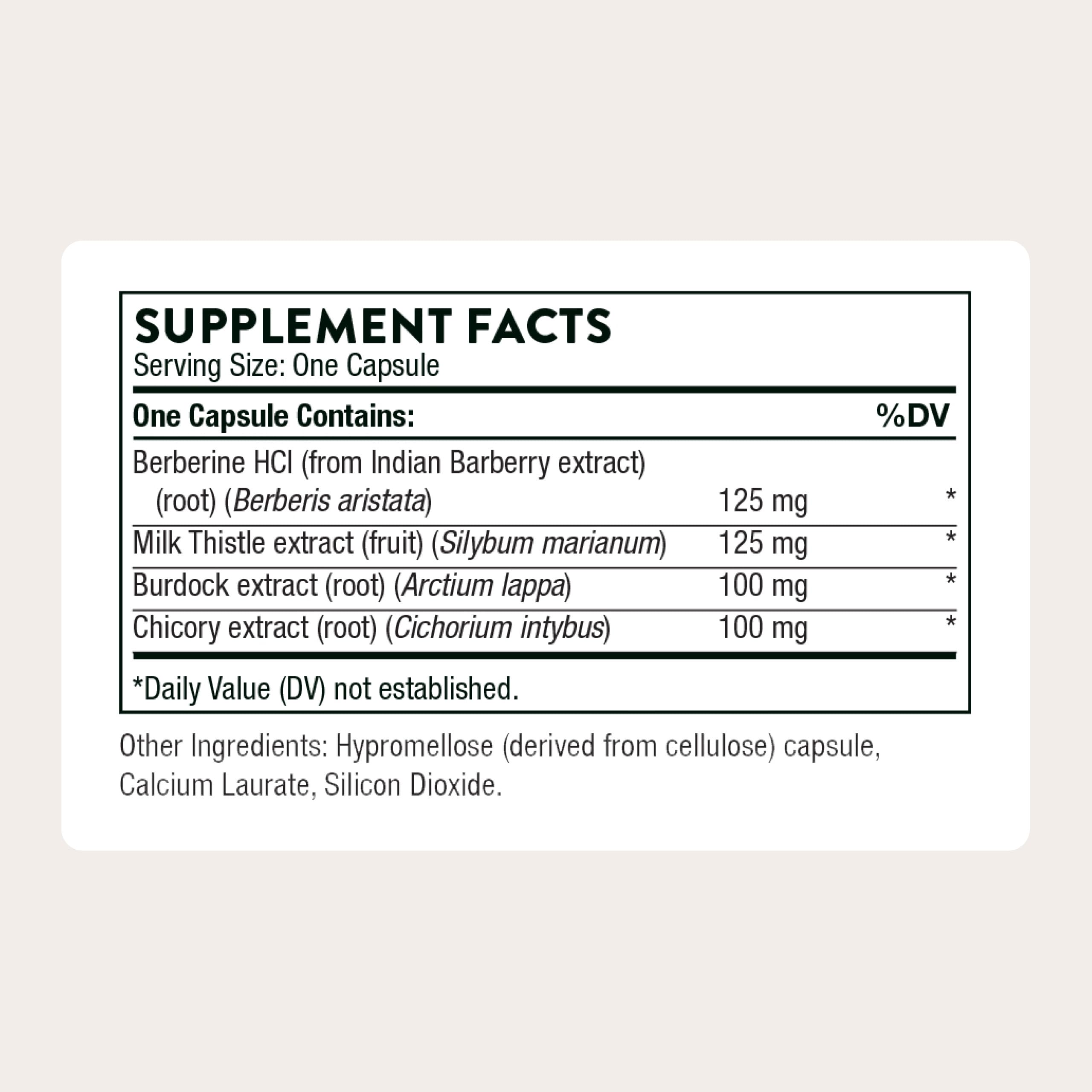 THORNE Liver Cleanse ingredients close-up highlighting botanical blend for detox support.