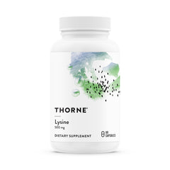 Thorne Lysine bottle front showing 60 servings for immune function support