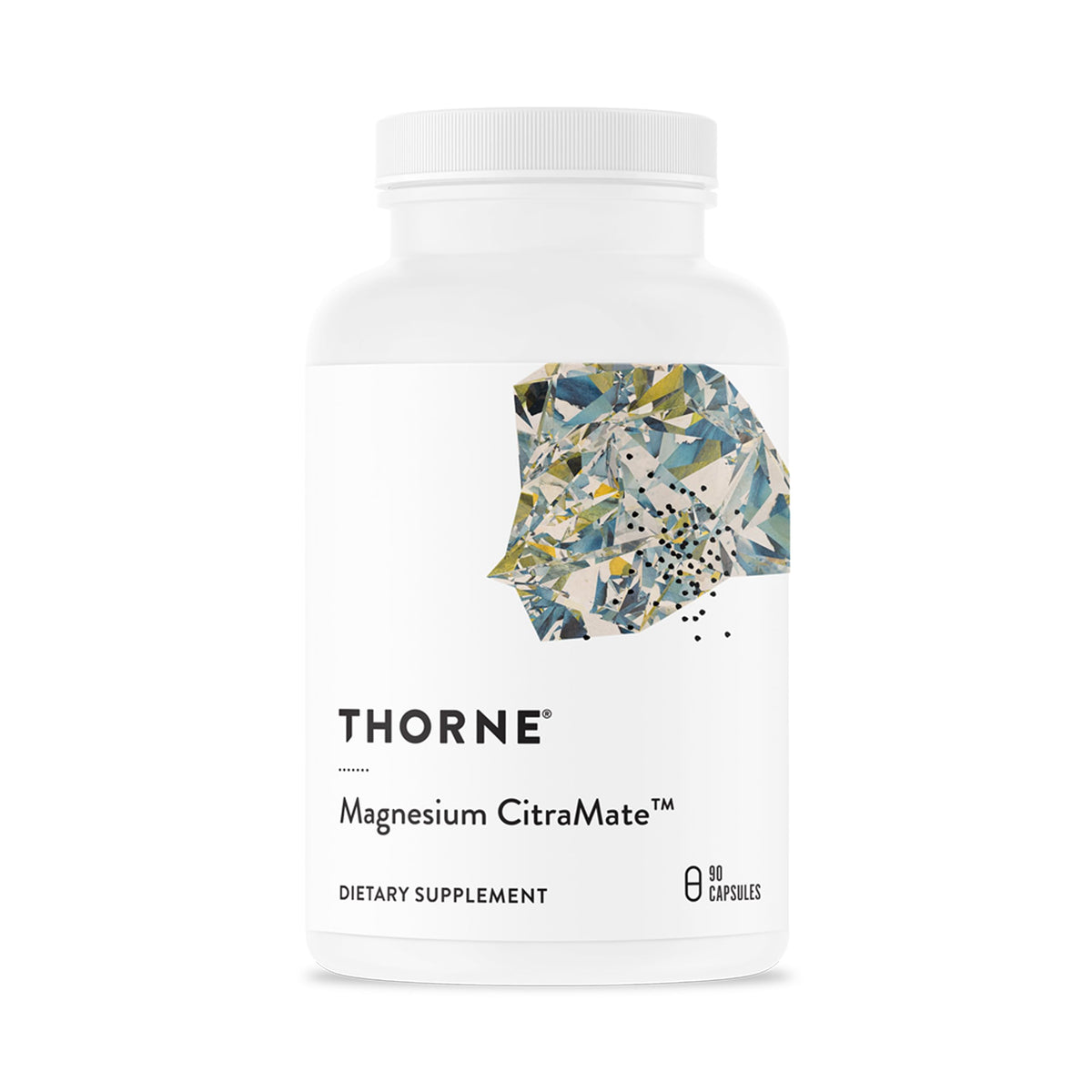 THORNE Magnesium CitraMate bottle shows daily mineral support for energy and heart health.