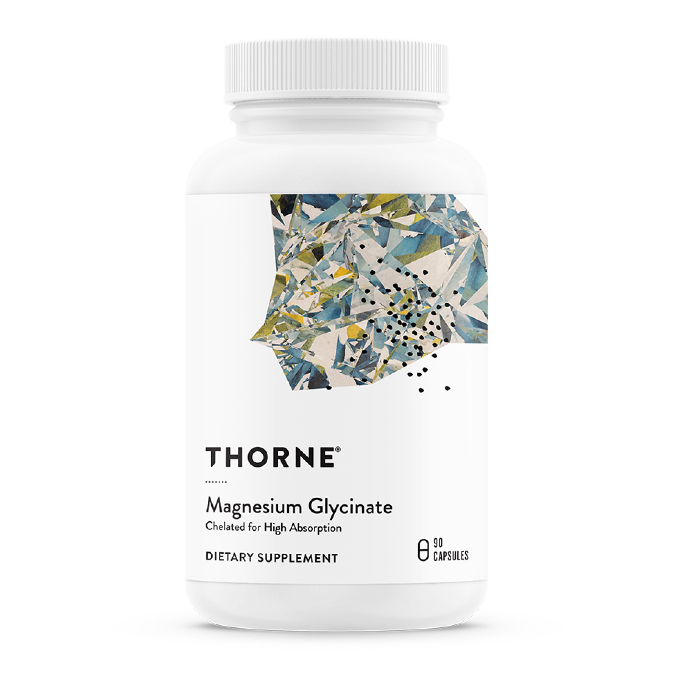 THORNE Magnesium Glycinate bottle close-up, highlighting restful sleep support.