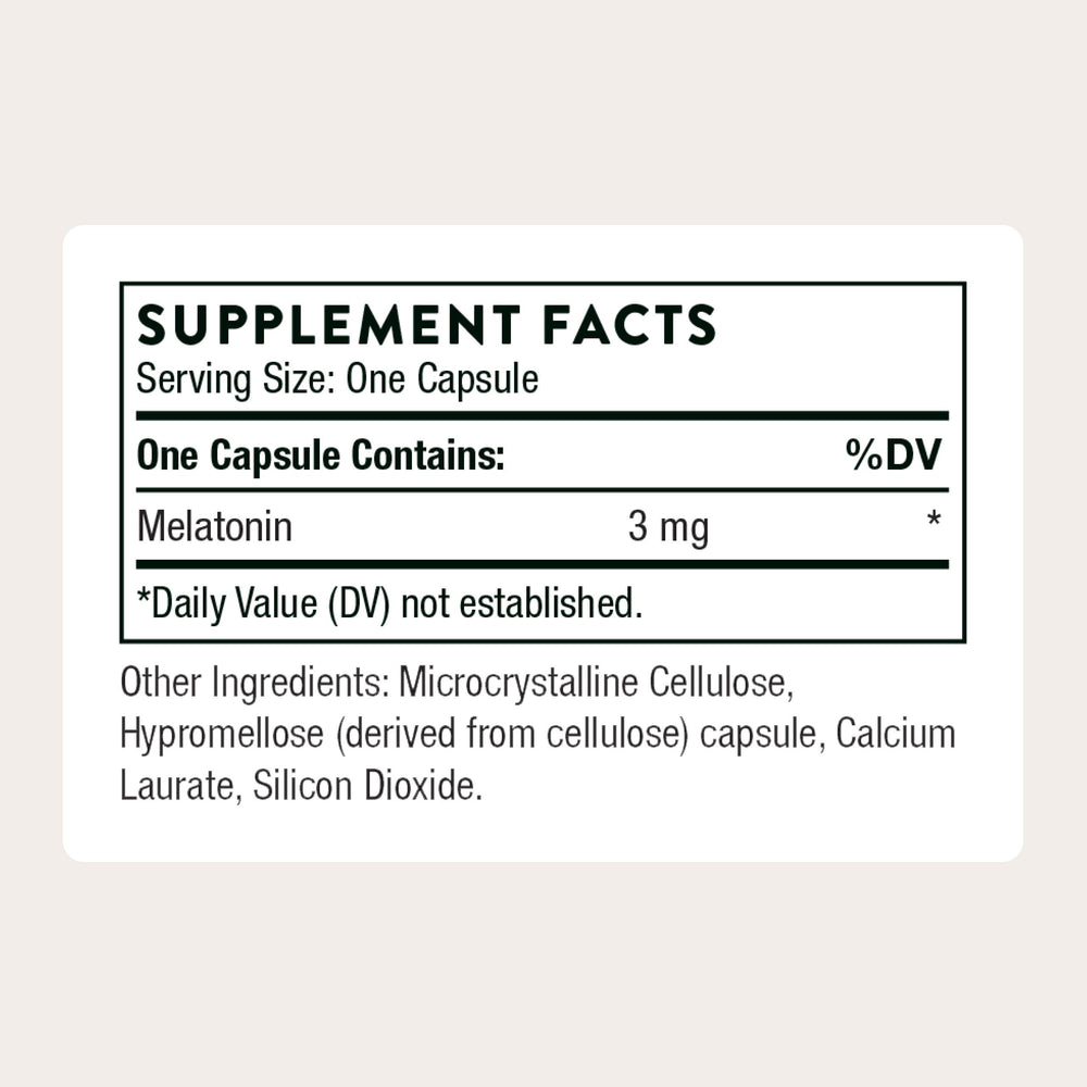 THORNE Melaton-3 capsules inside bottle for nightly use