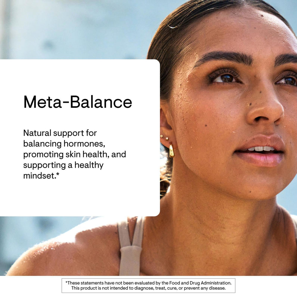 THORNE Meta-Balance ingredients close-up emphasizes chaste tree and black cohosh extracts.