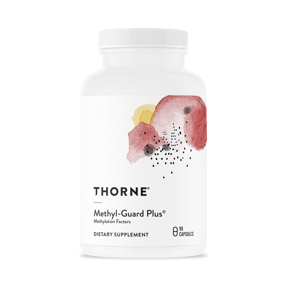 THORNE Methyl-Guard Plus bottle front showing sturdy packaging for daily use and balance.
