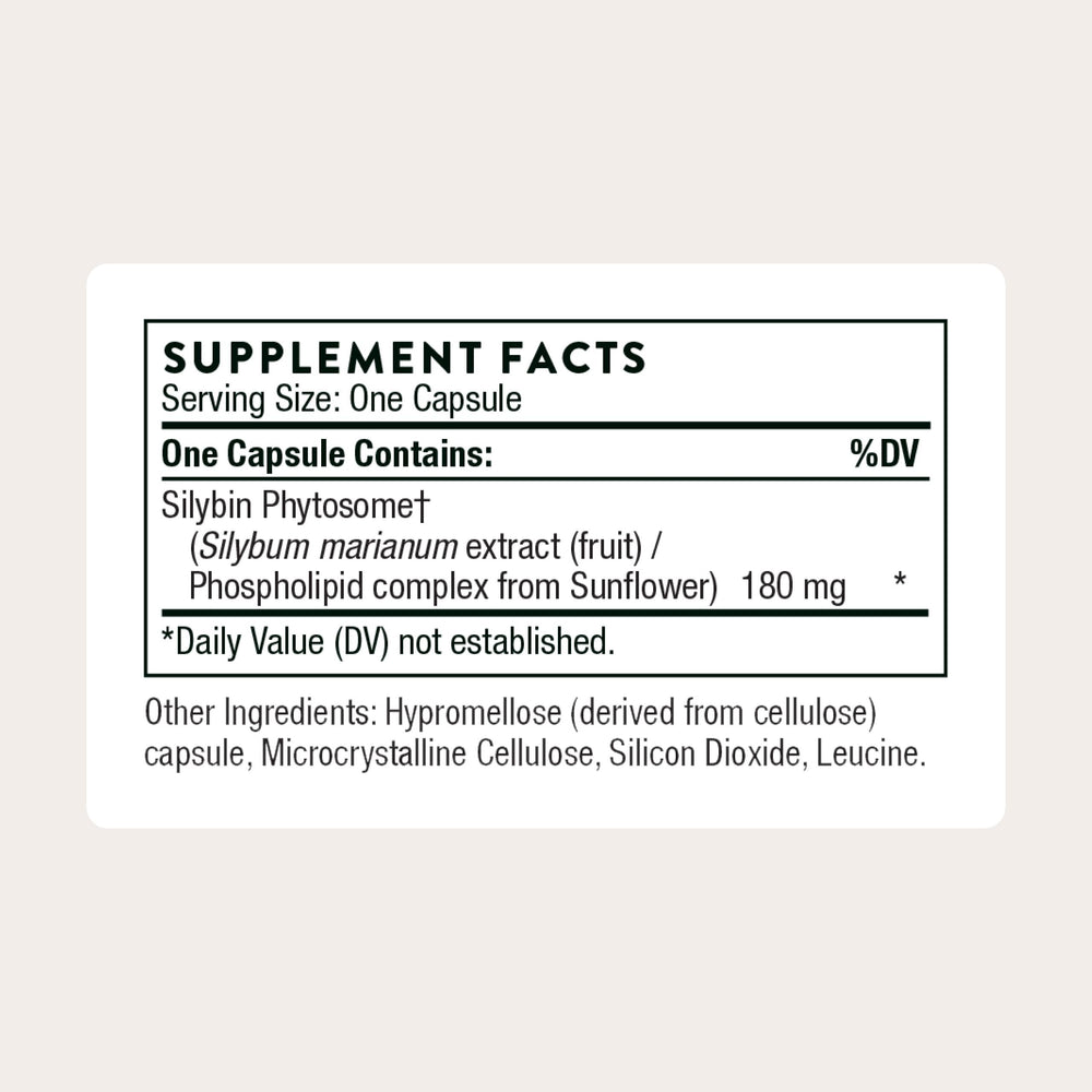 THORNE Milk Thistle Phytosome capsules ready for daily use supporting liver-related wellness.