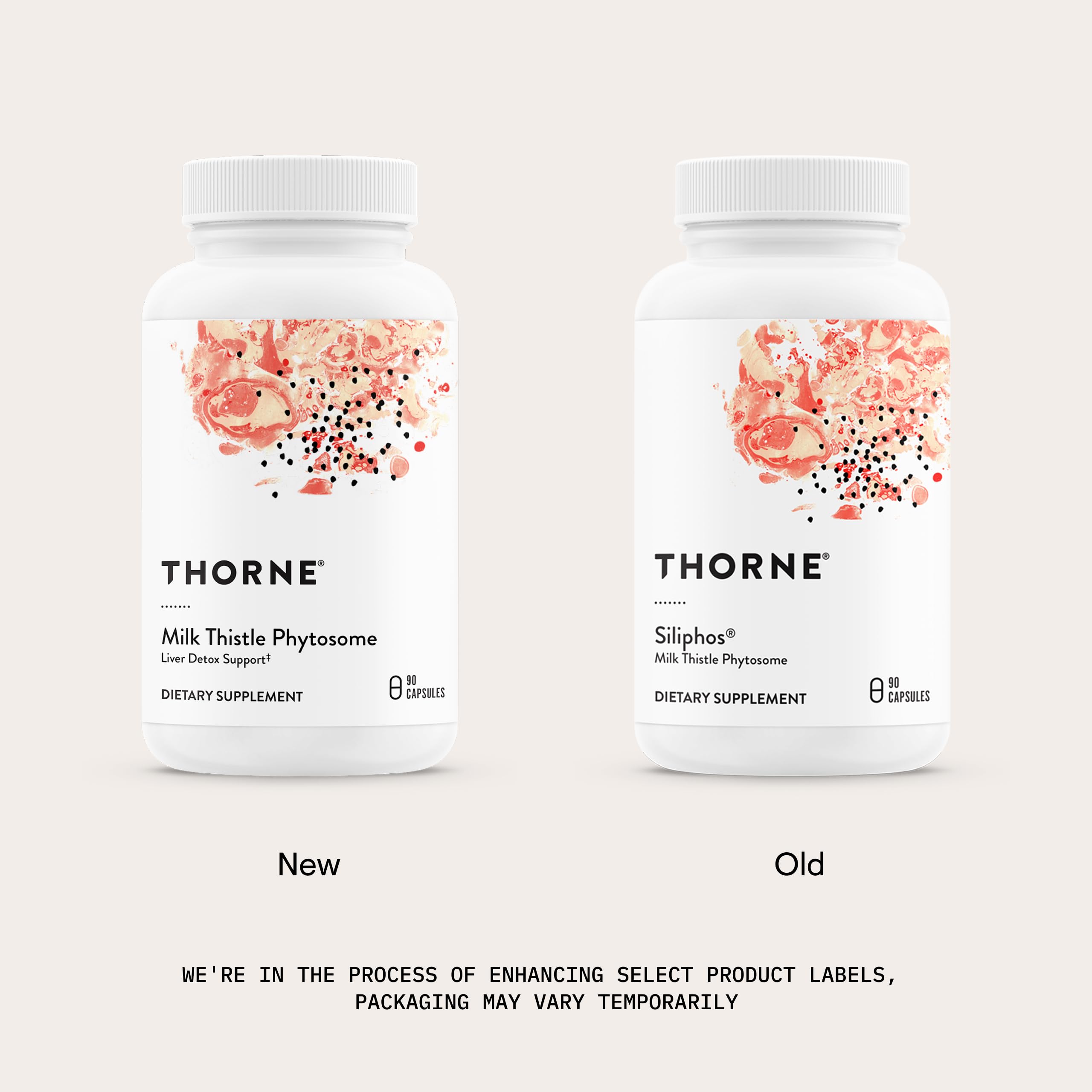 THORNE Milk Thistle Phytosome label closeup highlighting gluten-free formulation and quality.