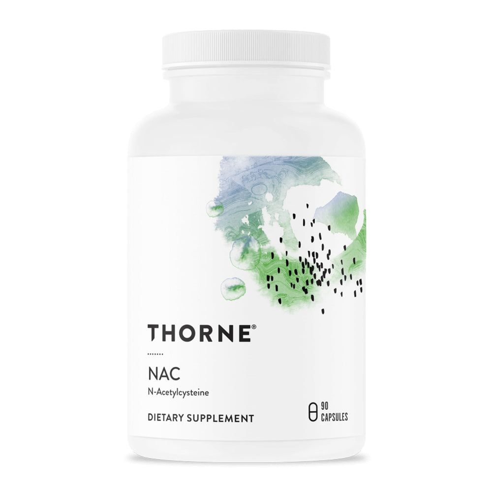 THORNE NAC 500mg bottle front highlights immune and respiratory support
