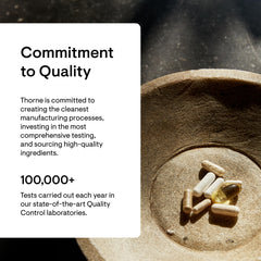 THORNE NAC 500mg capsules in hand suggesting on-the-go support.
