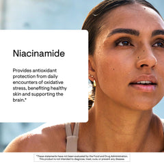 Close-up of capsules for daily non-flushing vitamin B3 support
