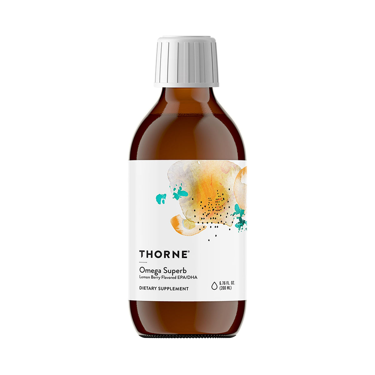 THORNE Omega Superb bottle with lemon-berry flavor for easy daily dosing.