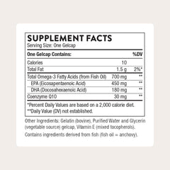 THORNE Omega-3 CoQ10 gelcaps close-up, easy daily wellness support.