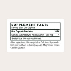 THORNE PharmaGABA-250 bottle back shows third-party contents certification and label info
