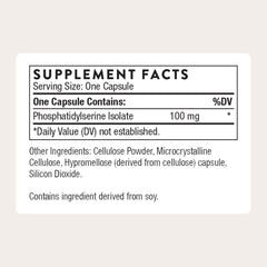 Thorne phosphatidylserine isolate bottle label showing purity