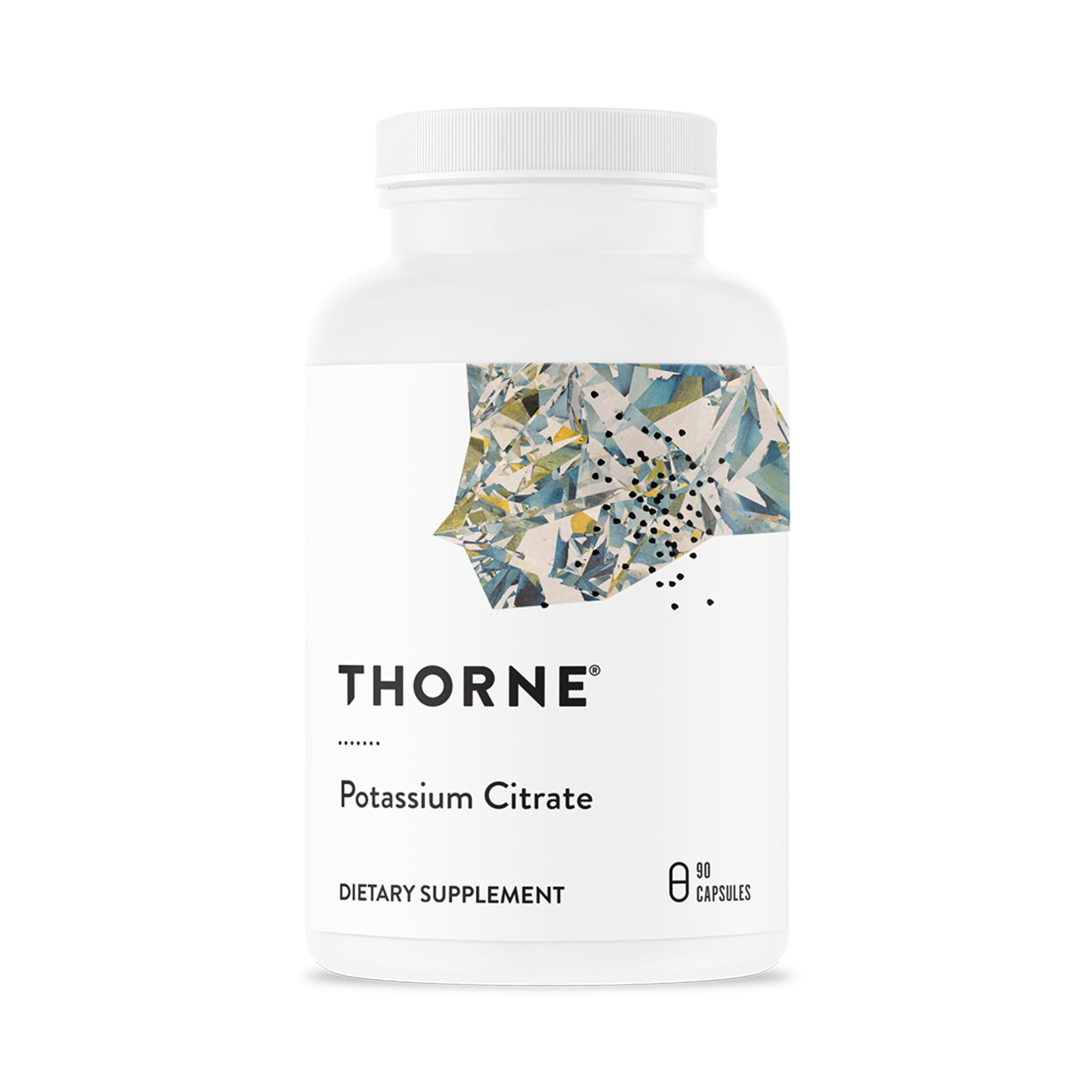 THORNE Potassium Citrate bottle front view with capsules for daily mineral support
