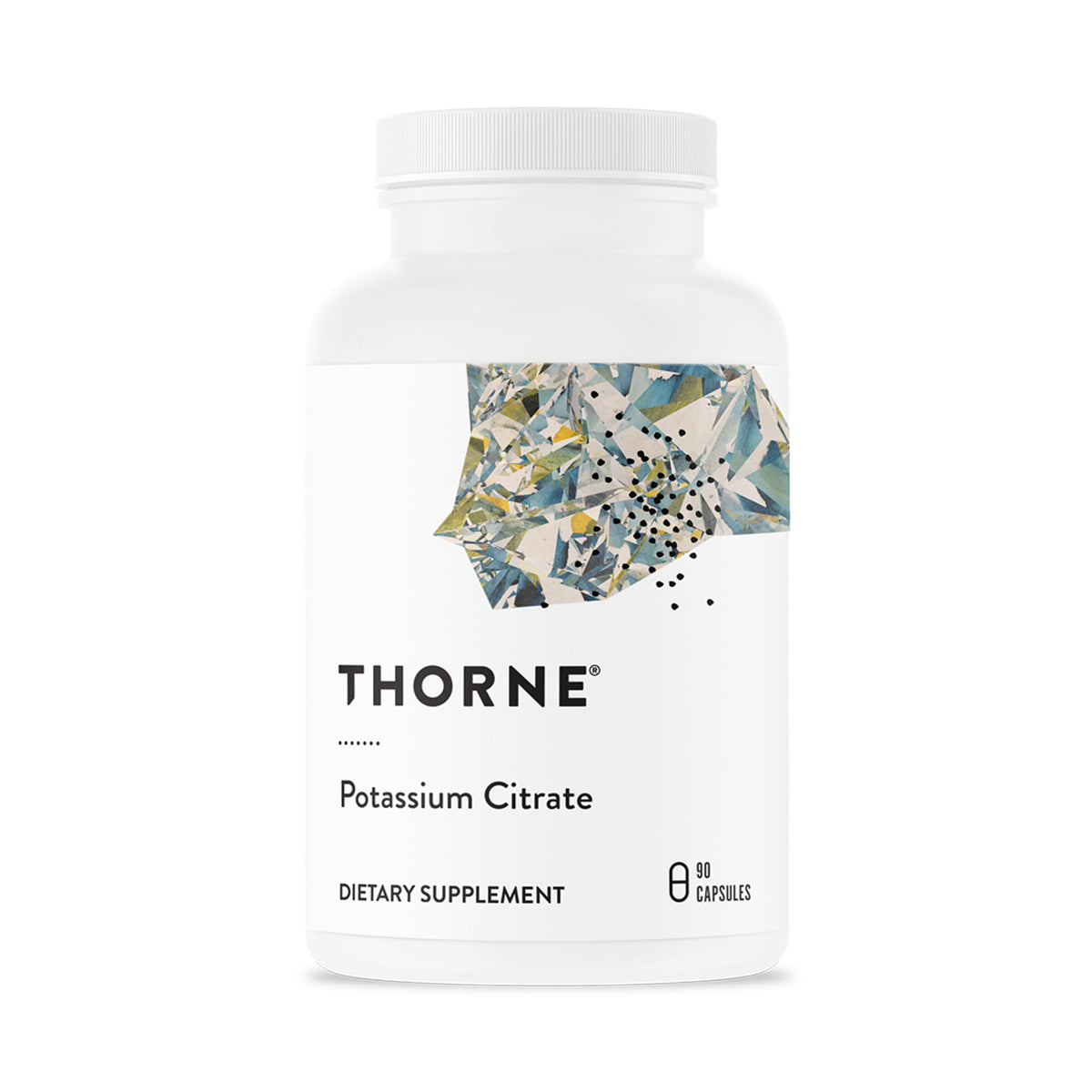 THORNE Potassium Citrate bottle front view with capsules for daily mineral support