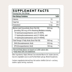 THORNE Pro-Resolving Mediators capsules close-up showing easy-to-swallow gelcaps.