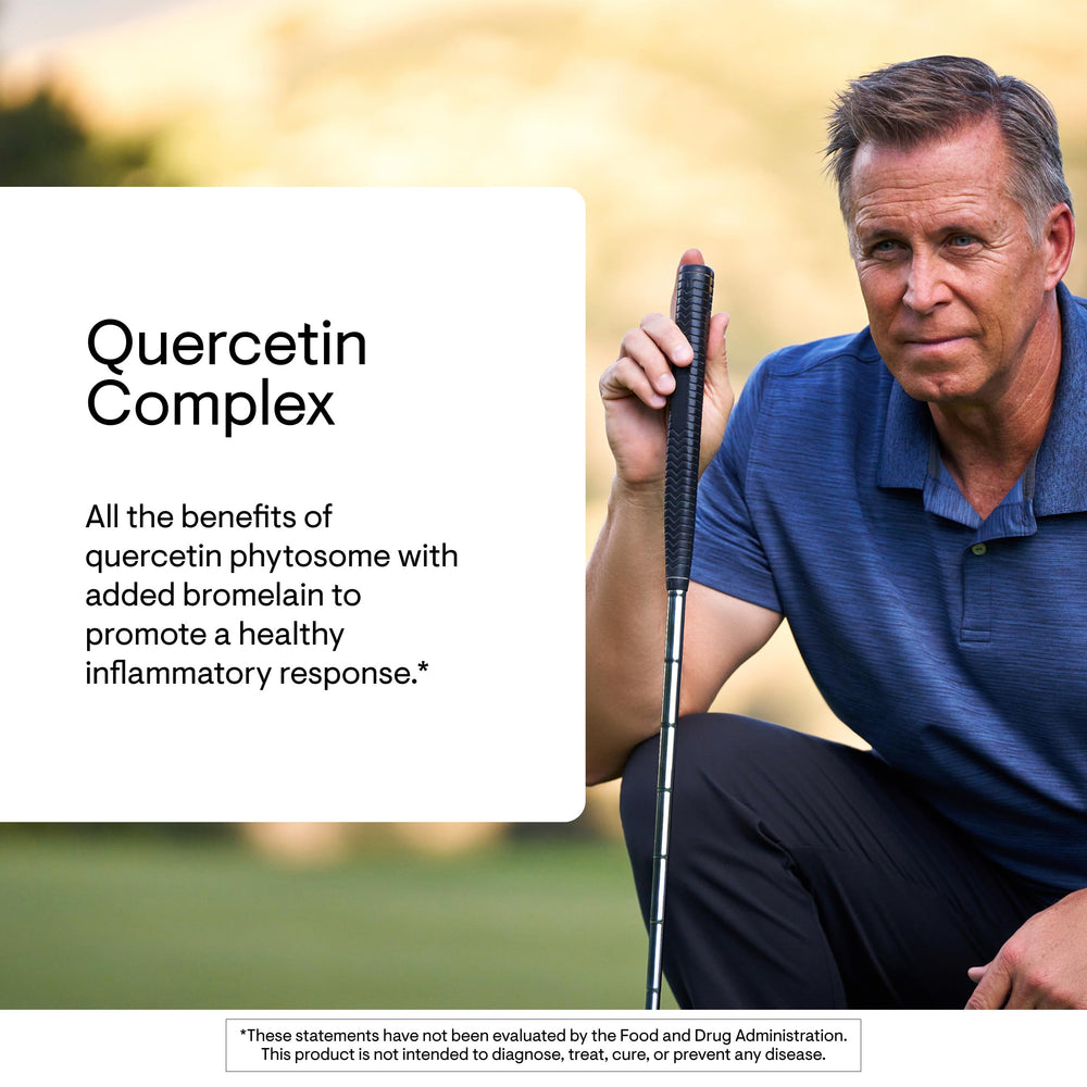 THORNE Quercetin Complex pills in hand for easy daily use
