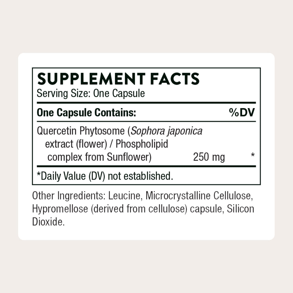 THORNE Quercetin Phytosome capsules arranged for a simple daily regimen.