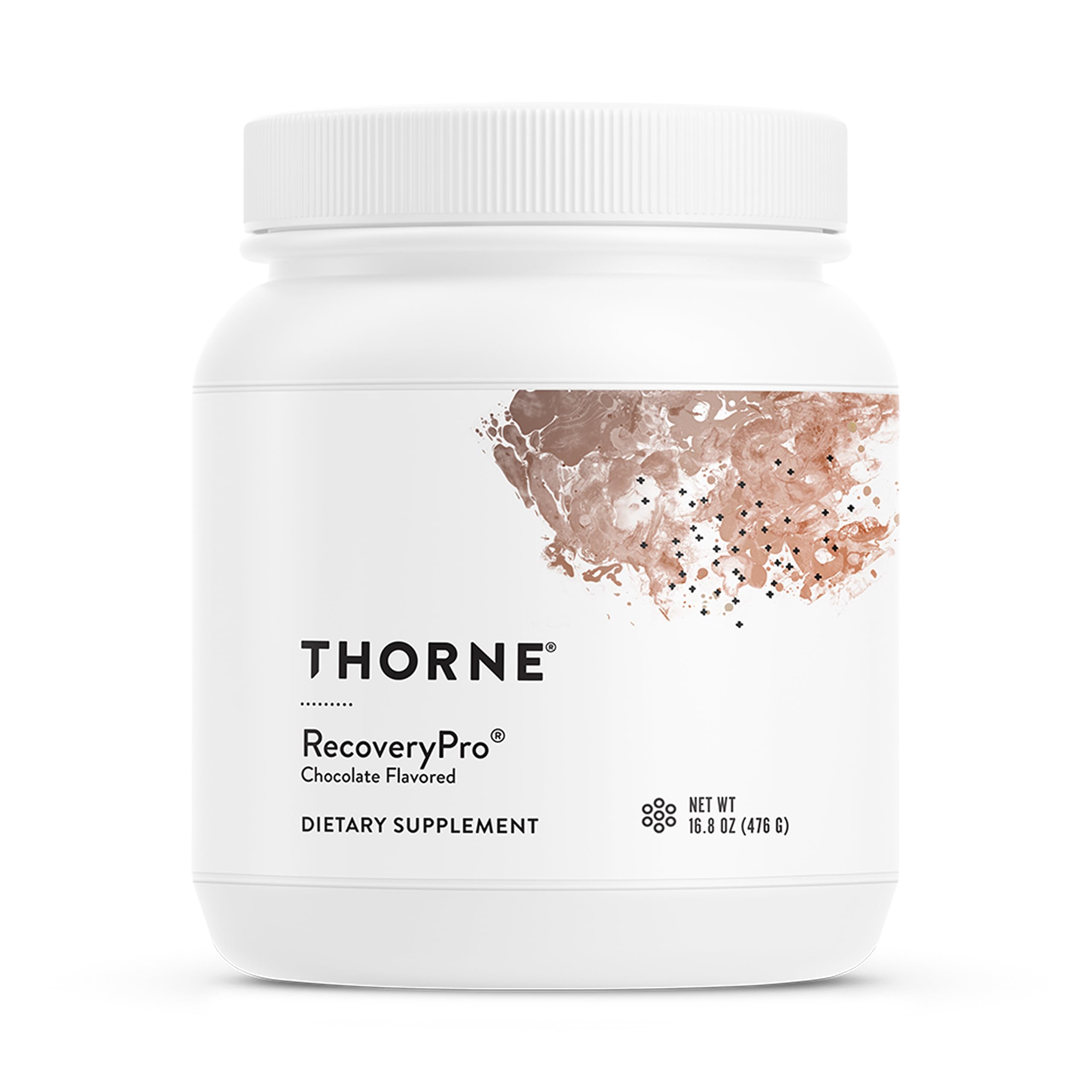 THORNE RecoveryPro whey protein tub front for post-workout recovery and steady protein intake.