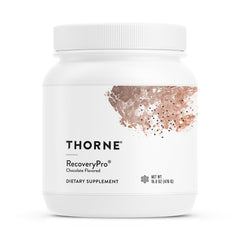 THORNE RecoveryPro whey protein tub front for post-workout recovery and steady protein intake.