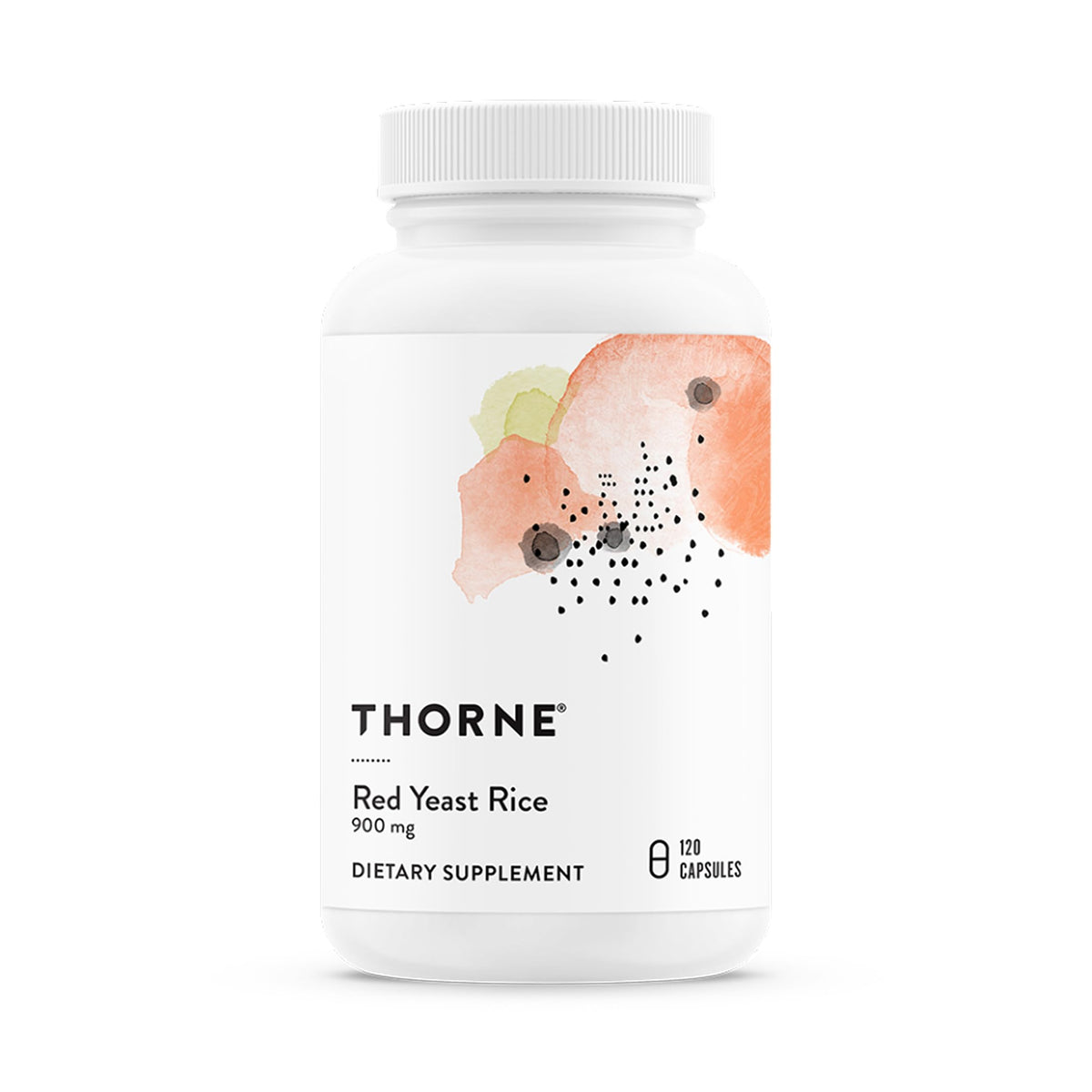 Thorne Red Yeast Rice bottle front shows dosage information for daily use.