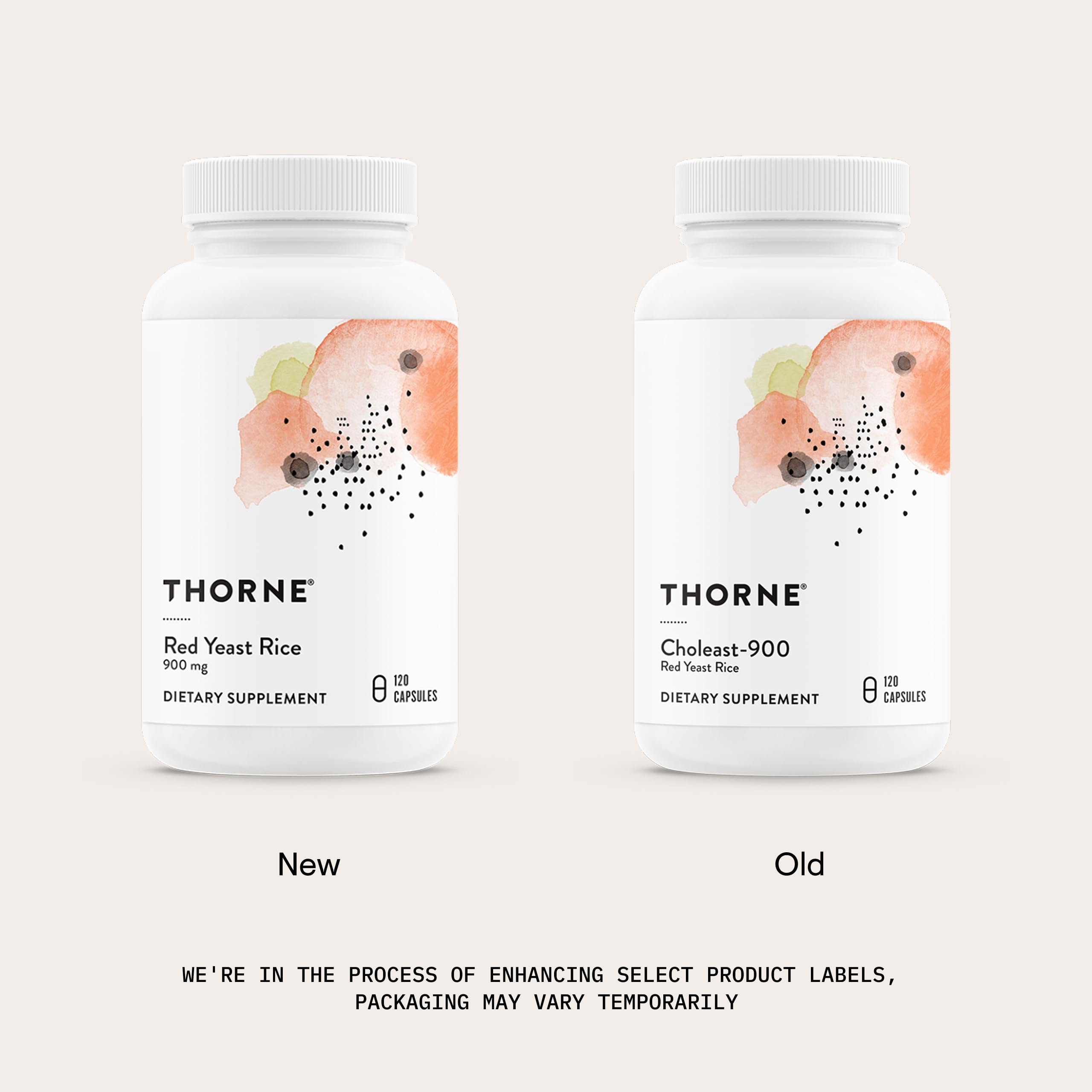 Thorne Red Yeast Rice capsules inside bottle ready for daily use.