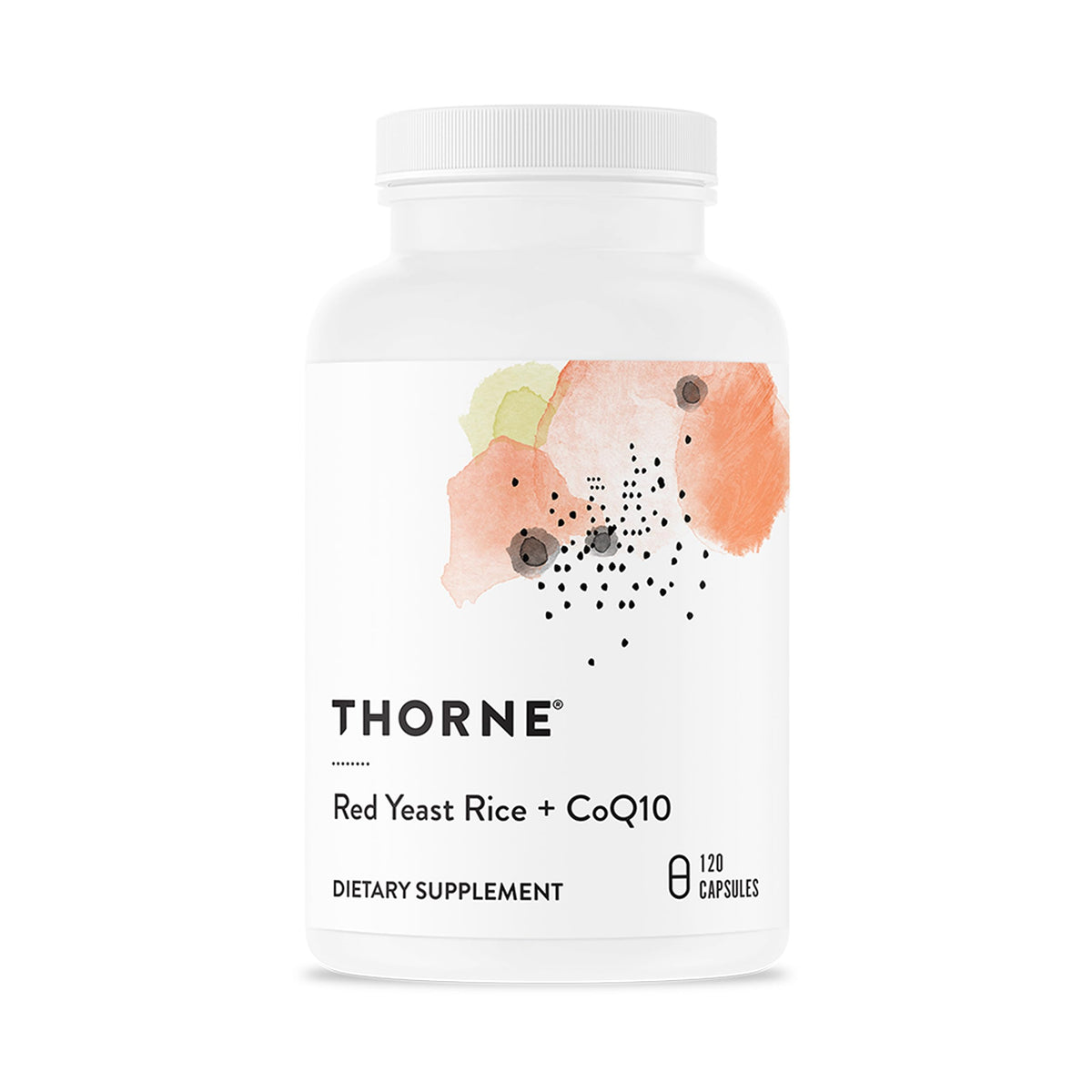 Thorne red yeast rice coq10 bottle front showing label for cardiovascular support