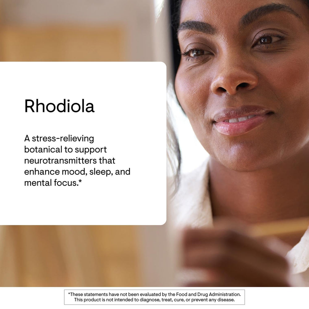 THORNE Rhodiola label closeup with third-party testing