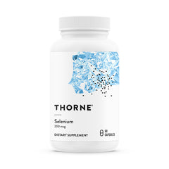 Thorne Selenium bottle front view promotes antioxidant support for daily wellness.