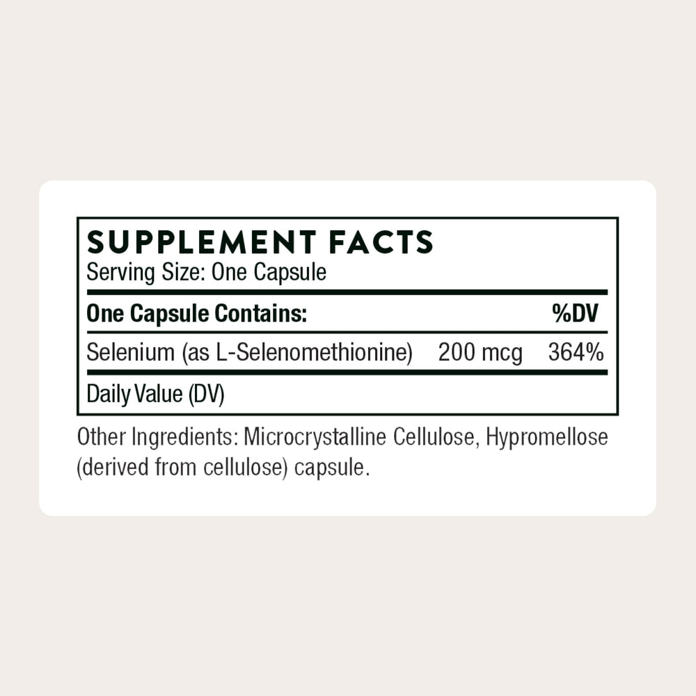 Thorne Selenium capsules on a clean surface highlight easy daily supplementation.
