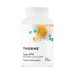 THORNE Super EPA bottle front displays clear labeling for daily omega-3 support