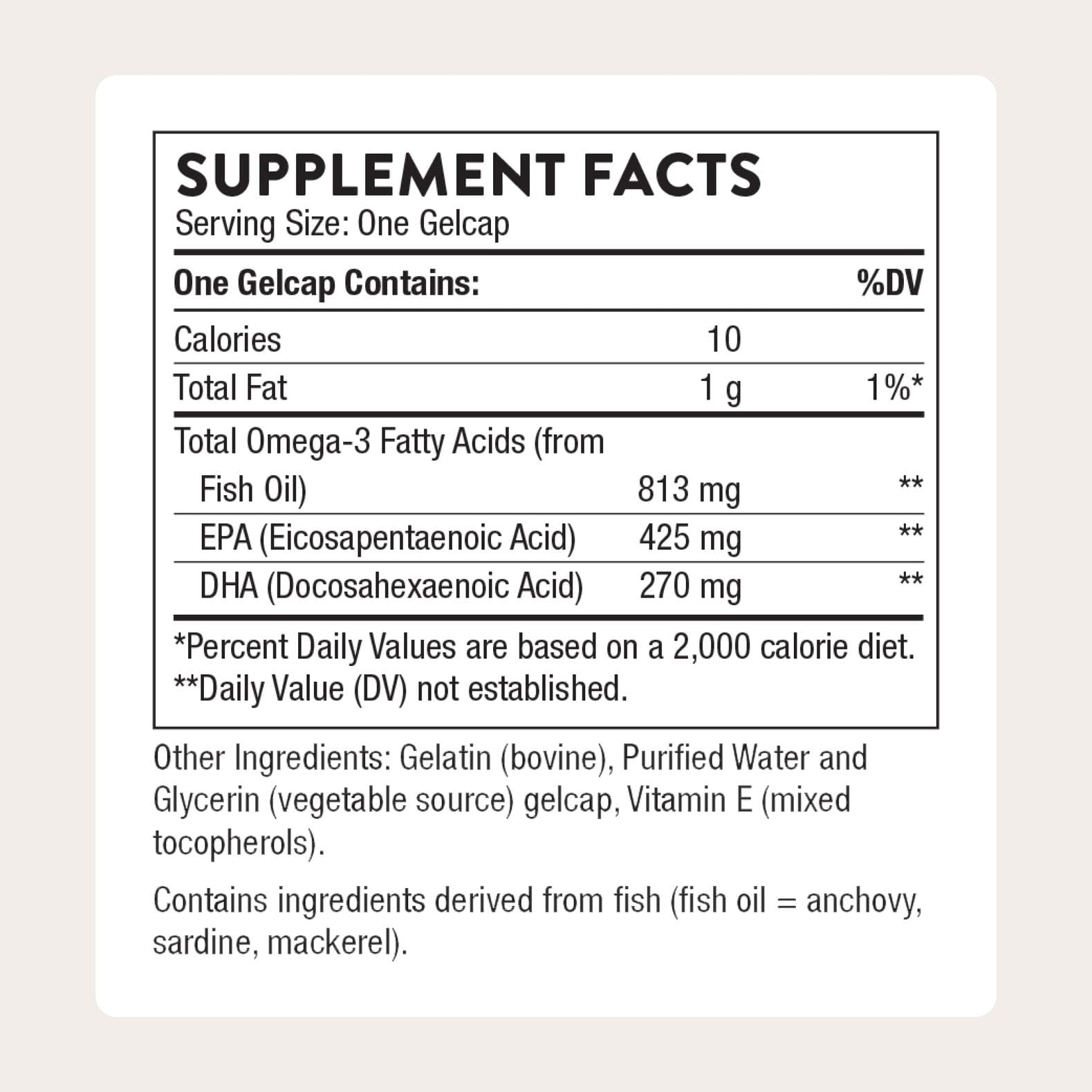 THORNE Super EPA bottle label highlights EPA and DHA content for daily wellness