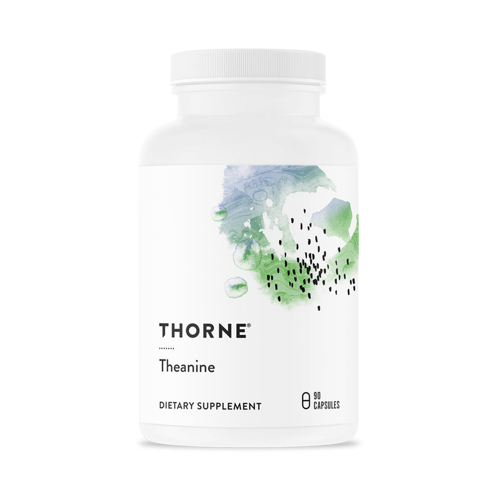THORNE Theanine 200mg bottle front view for calm focus