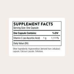 THORNE Vitamin C capsules close-up highlighting soft-coated capsules and 1,000 mg potency for everyday wellness.