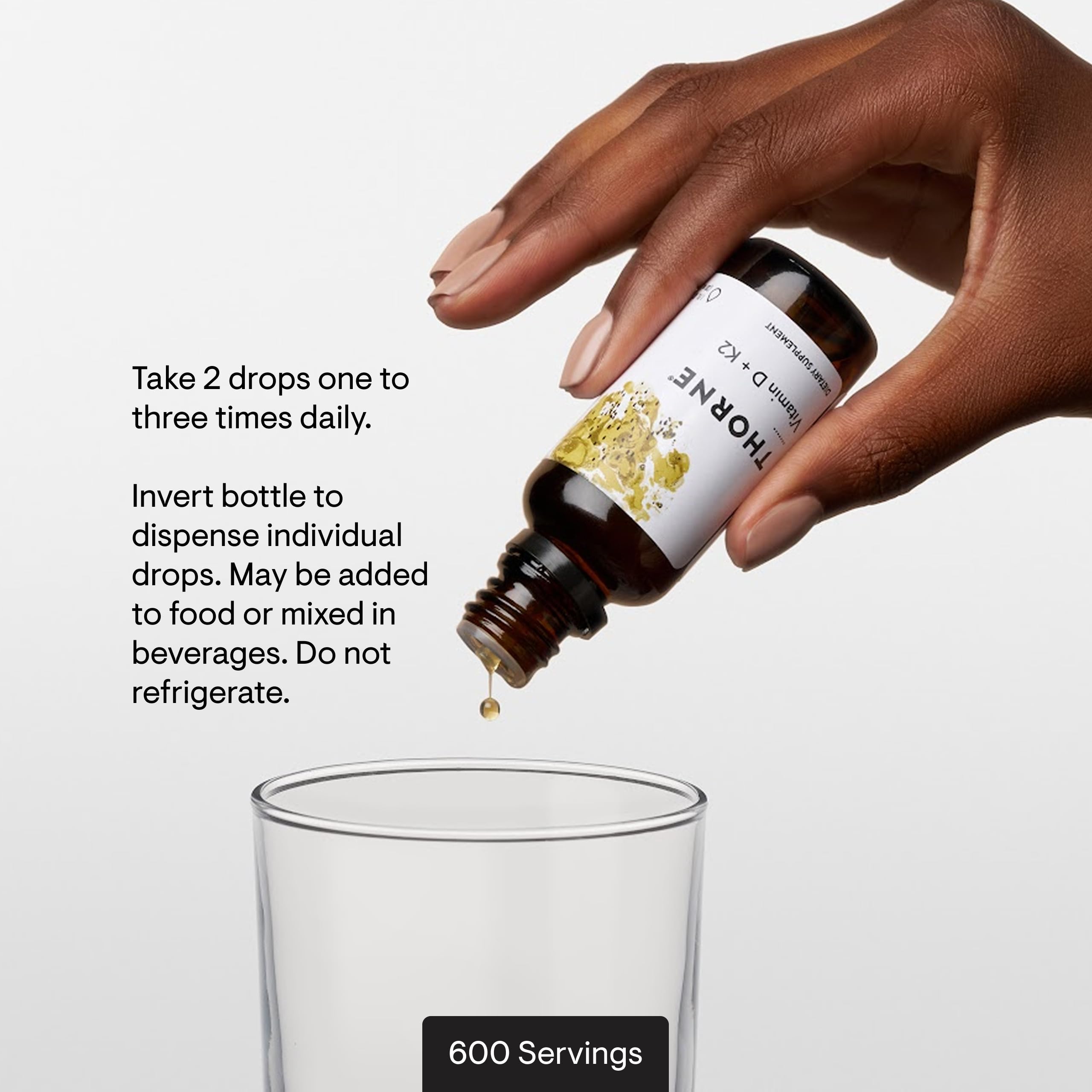 Thorne vitamin D and K2 liquid packaging display