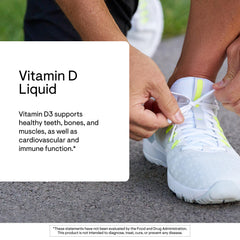 Thorne Vitamin D Liquid bottle label emphasizes high absorption benefits and ingredients