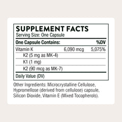 THORNE Vitamin K bottle label closeup highlighting quality ingredients