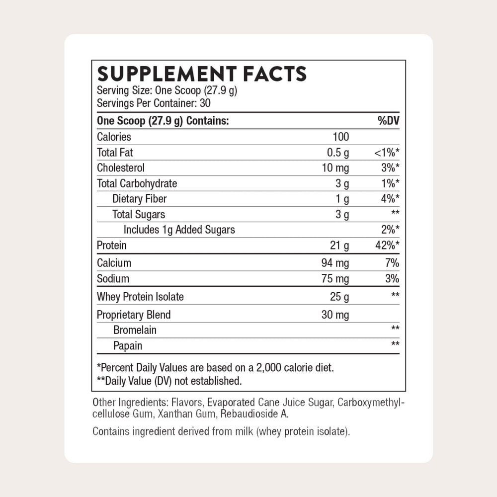 THORNE Whey Protein Isolate vanilla pour depicts quick-mix action