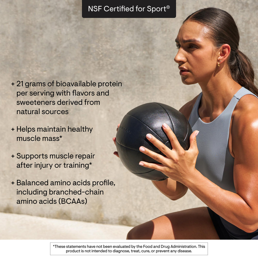 THORNE Whey Protein Isolate vanilla powder close-up emphasizes natural vanilla flavor